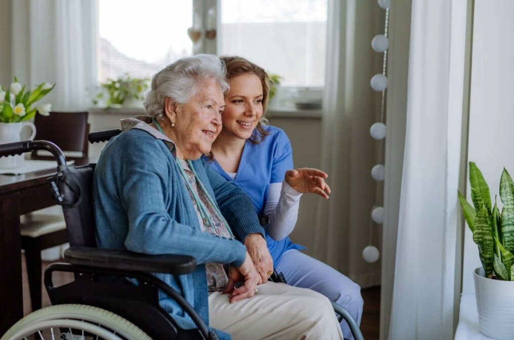 caregiver interacting with senion
