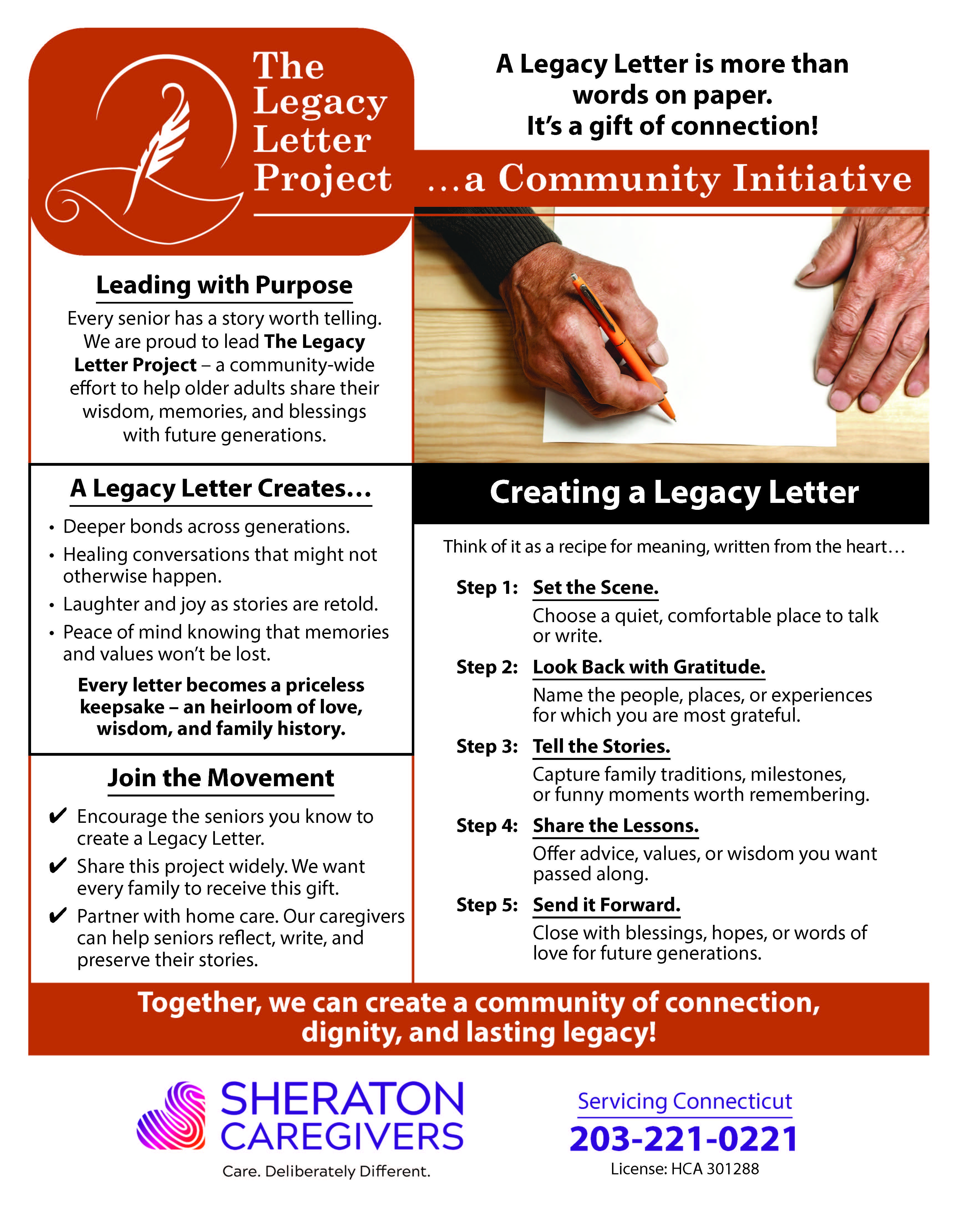 Legacy Letter Project caregiver helping senior write a letter at home