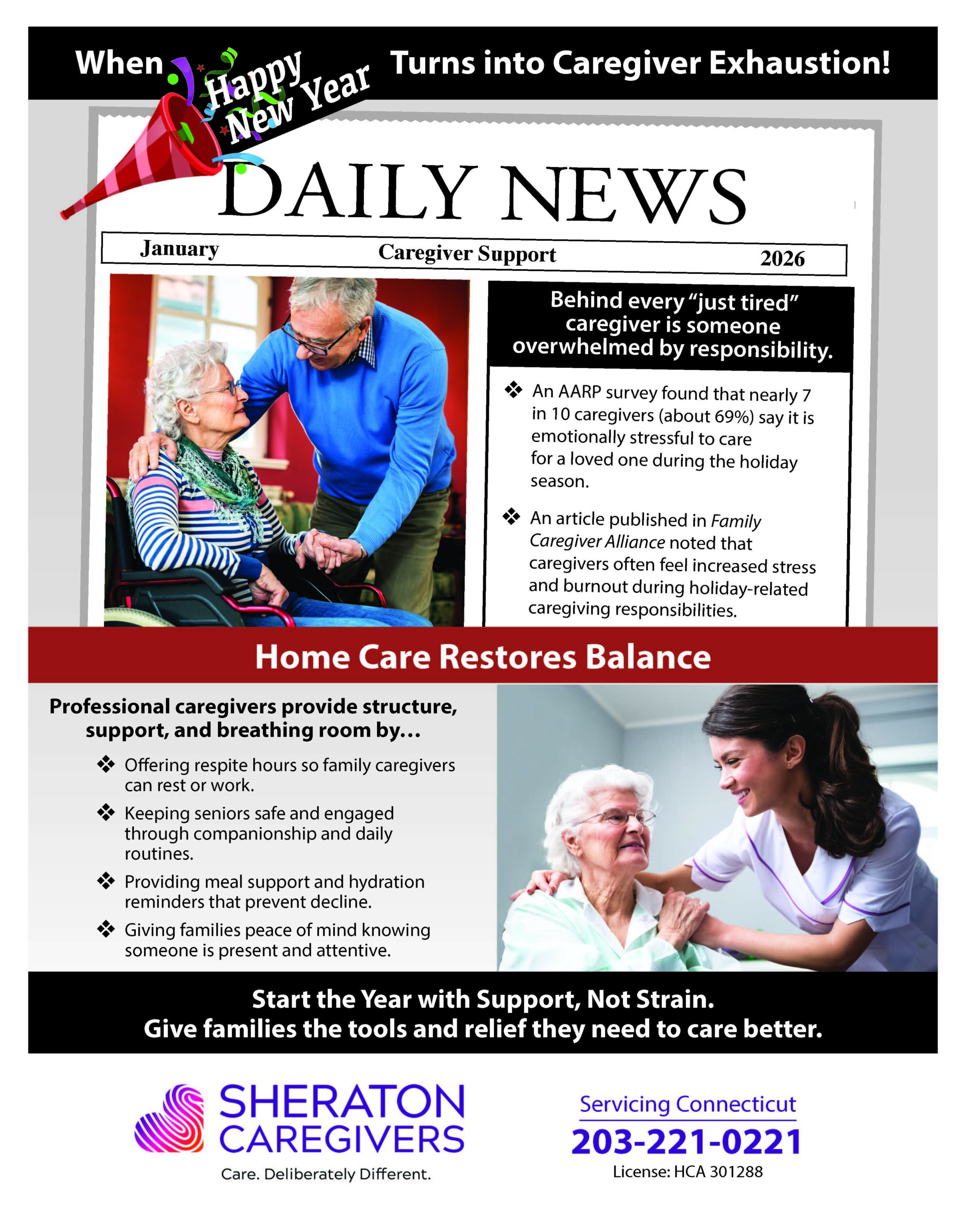 Caregiver support in Connecticut helping a senior feel safe and supported at home